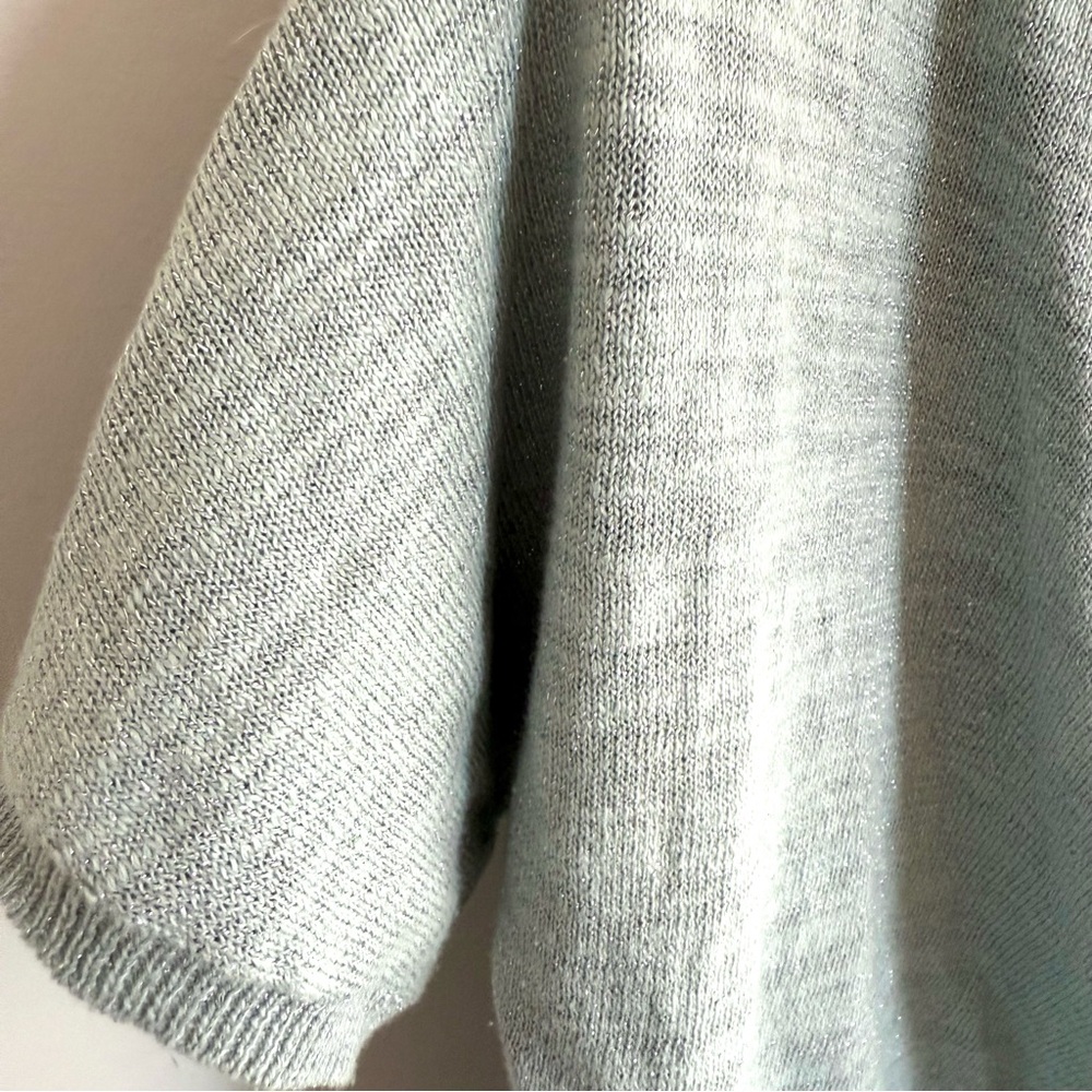Anthropologie Knitted & Knotted Celise Pullover Blue Sparkle Cowl Neck Sweater - Picture 6 of 14